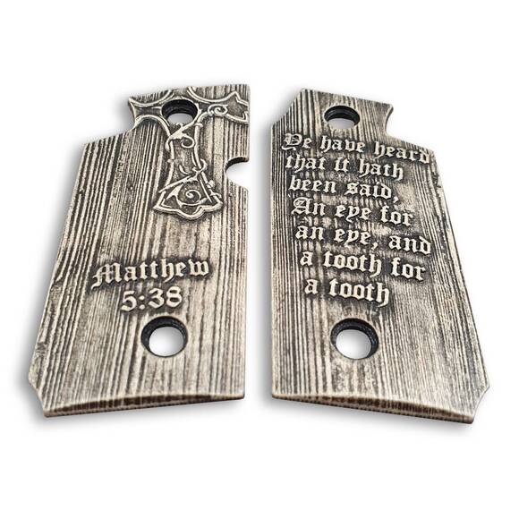 Sig Sauer P238 Ambi Maple Grips - Matthew 5:38 V2 / Hand-painted