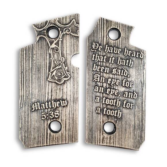 Sig Sauer P238 Ambi maple grips - Matthew 5:38 V2 / hand-painted