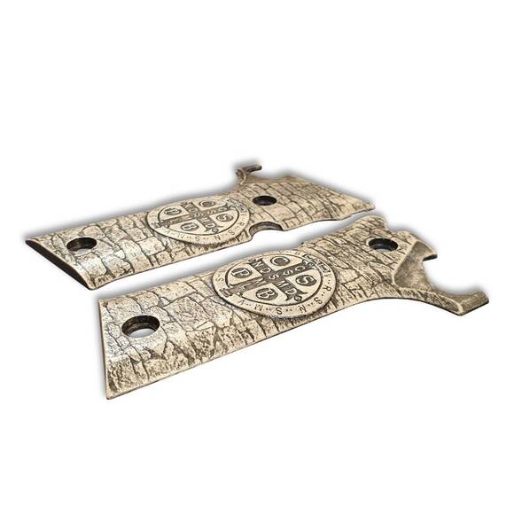 Beretta 92X Performance Maple Grips - Saint Benedict Medal / Hand-painted