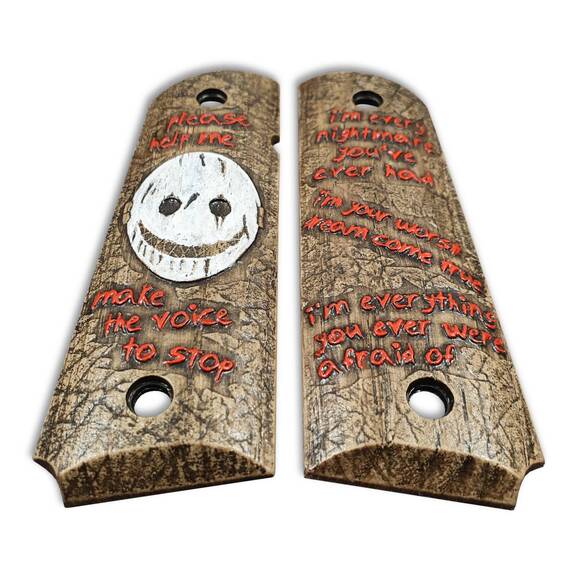 1911 Full-Size Maple Grips - Please Help Me / Hand-painted