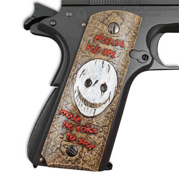 1911 Full-Size Maple Grips - Please Help Me / Hand-painted