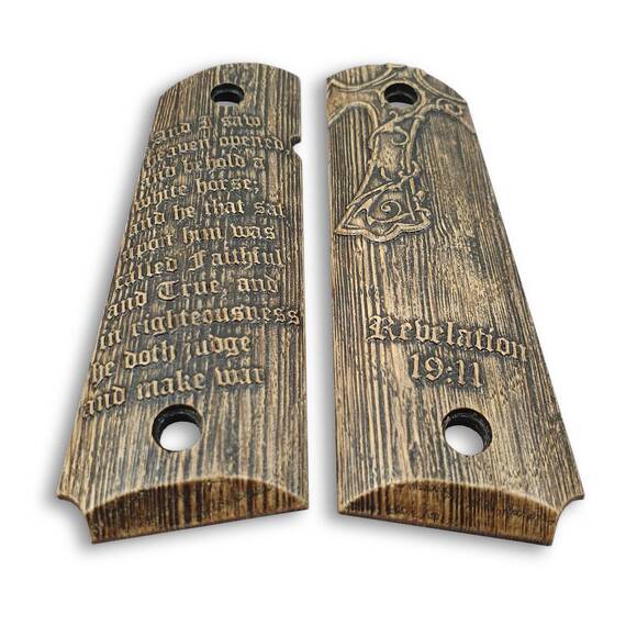 1911 Full-Size Maple Grips - Revelation 19:11 V2 / Hand-painted