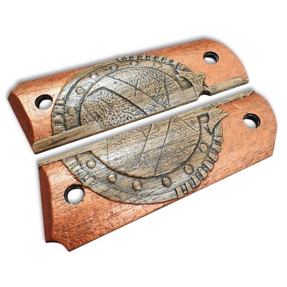 1911 Full-Size Maple Grips - Spartan Shield / Hand-painted