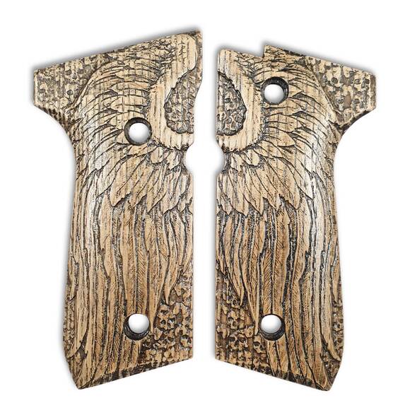 Beretta 92 full-size maple grips - Angel Wings / hand-painted