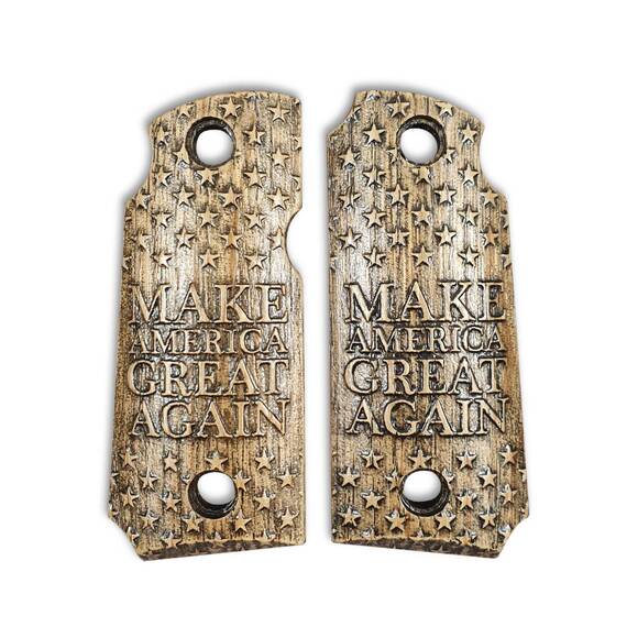 Kimber Micro 380 maple grips - Make America Great Again / hand-painted