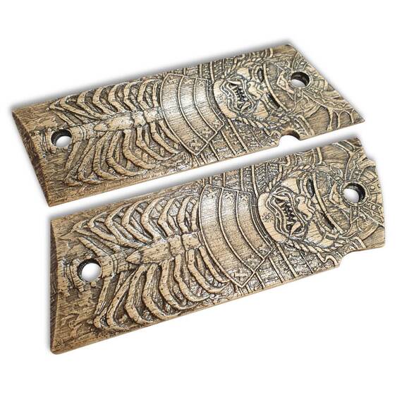 Coonan 357 Magnum Full-Size Maple Grips - Demon Samurai / Hand-painted