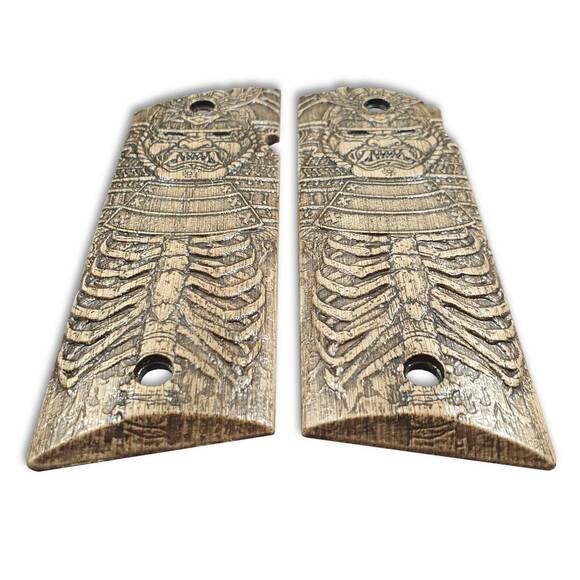 Coonan 357 Magnum Full-Size Maple Grips - Demon Samurai / Hand-painted