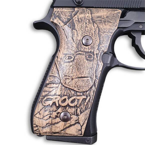 Beretta 92 Full-Size Maple Grips - I Am Groot! / Hand-painted
