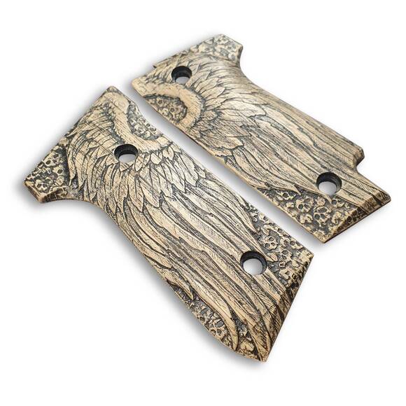 Beretta 92S Maple Grips - Angel Wings / Hand-painted