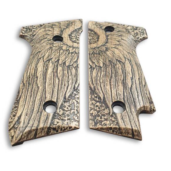 Beretta 92S Maple Grips - Angel Wings / Hand-painted