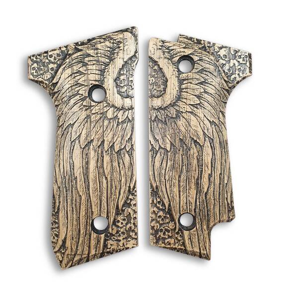 Beretta 92S maple grips - Angel Wings / hand-painted