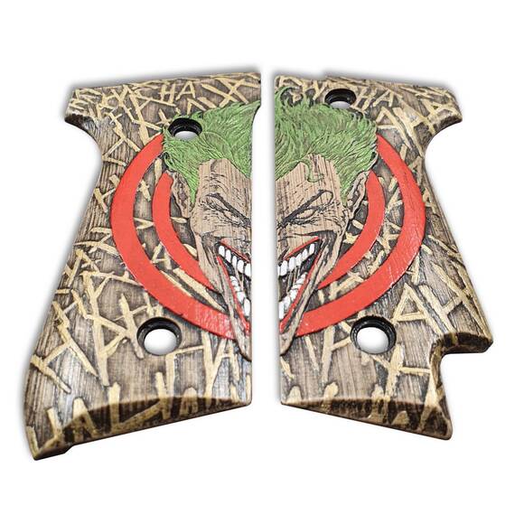 Beretta 92S Maple Grips - Joker Circle / Hand-painted
