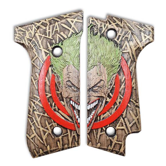 Beretta 92S maple grips - Joker Circle / hand-painted