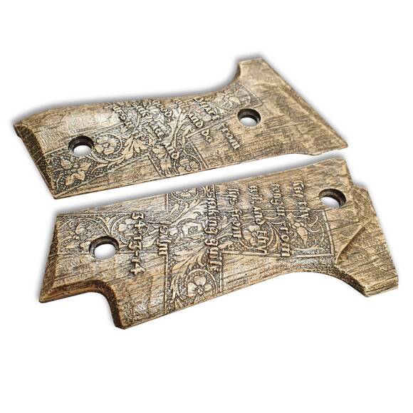 Beretta 92S Maple Grips - Psalm 34:13-14 / Hand-painted