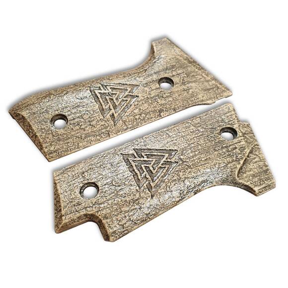 Beretta 92S Maple Grips - Valknut / Hand-painted