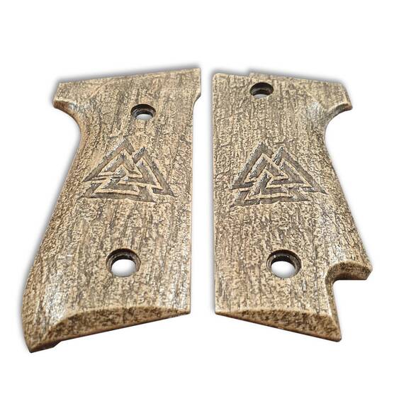 Beretta 92S Maple Grips - Valknut / Hand-painted