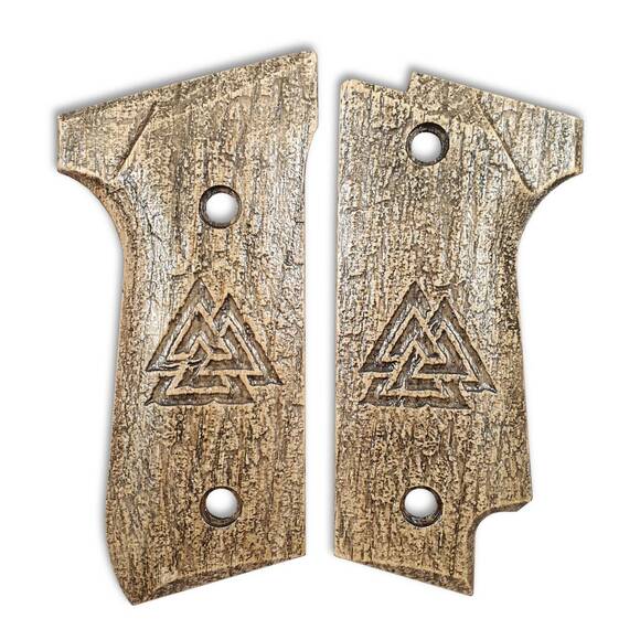 Beretta 92S maple grips - Valknut / hand-painted