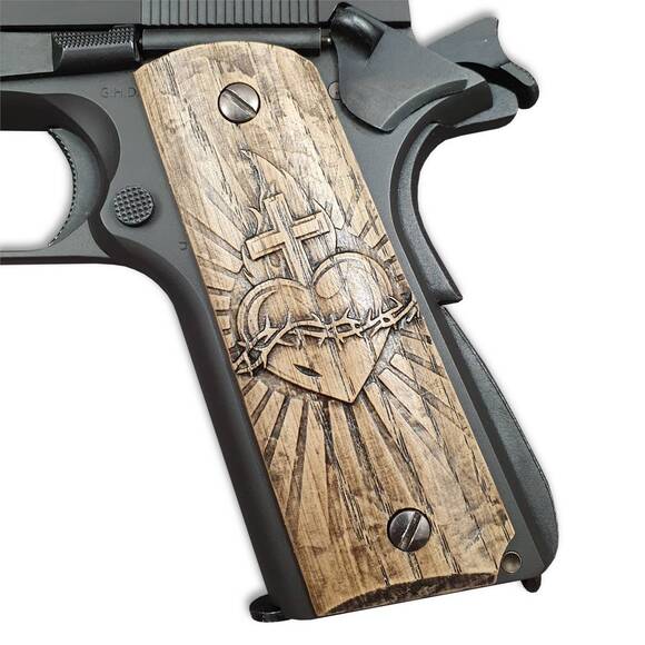 1911 Full-Size Maple Grips - Sacred Heart / Hand-painted