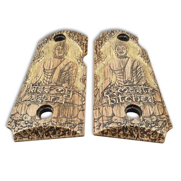 Kimber Micro 9 Maple Grips - Bad Buddha / Hand-painted