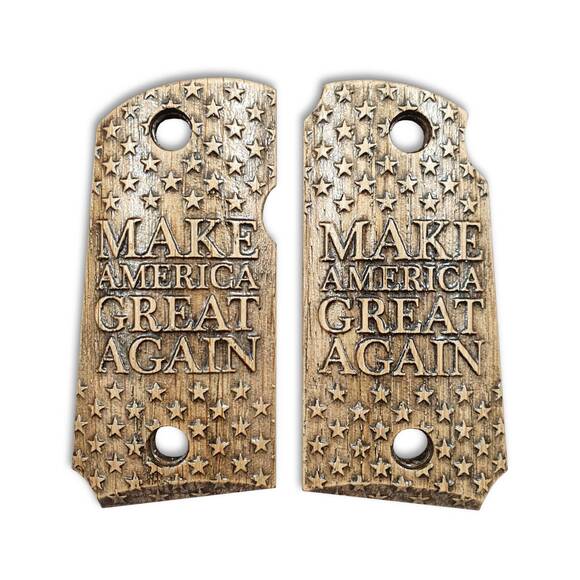 Kimber Micro 9 maple grips - Make America Great Again / hand-painted