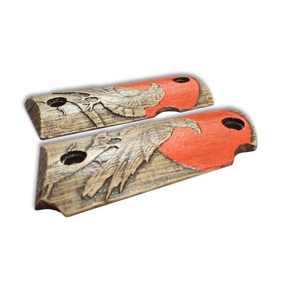 Kimber Micro 9 Maple Grips - Red Raven / Hand-painted