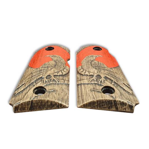 Kimber Micro 9 Maple Grips - Red Raven / Hand-painted