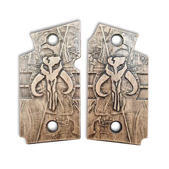Sig Sauer P938 maple grips - Mythosaur Skull / hand-painted