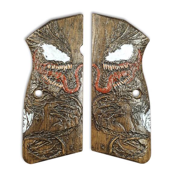 Browning Hi-Power maple grips - Venom / hand-painted