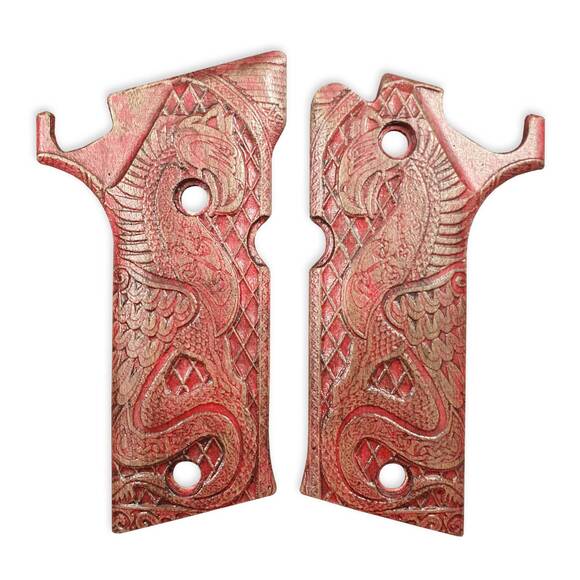 Beretta 92X Performance maple grips - Celtic Griffin Dark Cherry / hand-painted