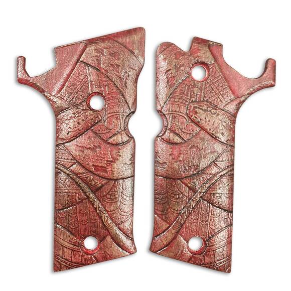 Beretta 92X Performance maple grips - Rattlesnake Dark Cherry / hand-painted
