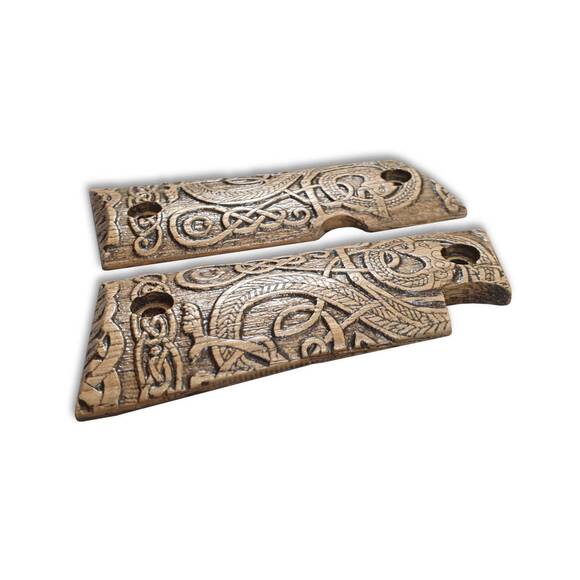 Colt Mustang Pocketlite Maple Grips - Celtic Gates / Hand-painted
