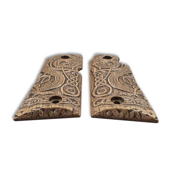 Colt Mustang Pocketlite Maple Grips - Celtic Gates / Hand-painted
