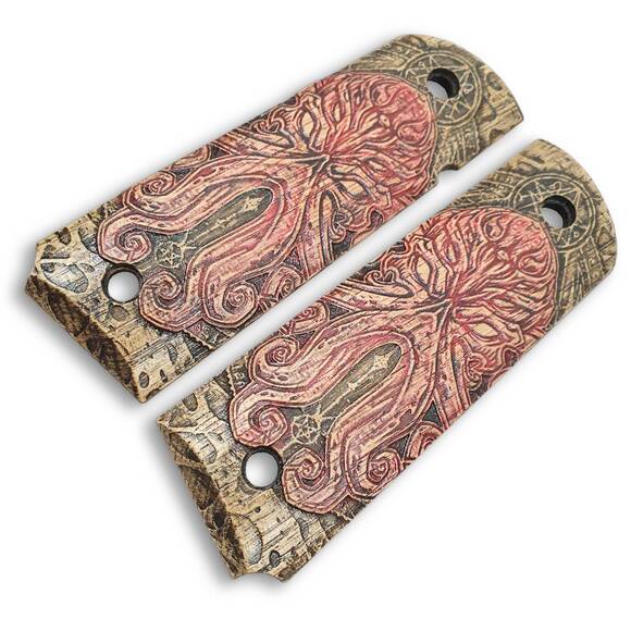 1911 Full-Size Maple Grips - Cthulhu / Hand-painted