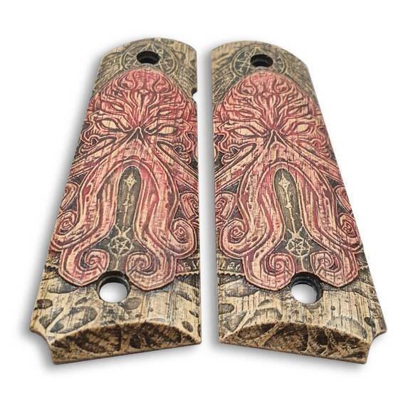 1911 Full-Size Maple Grips - Cthulhu / Hand-painted