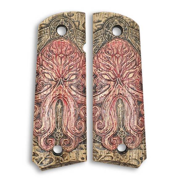 1911 full-size maple grips - Cthulhu / hand-painted