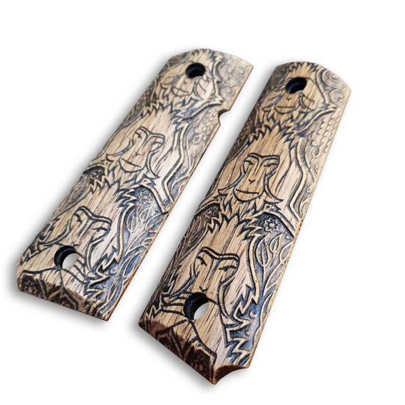 1911 Full-Size Maple Grips - No See No Hear No Speak / Hand-painted