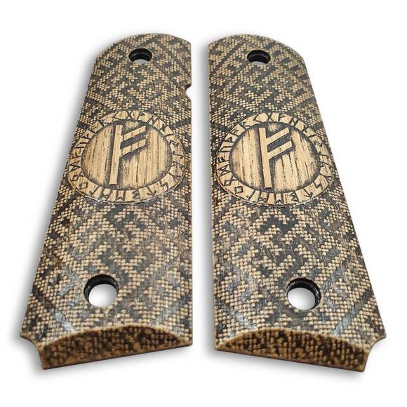 1911 Full-Size Maple Grips - Rune Fehu / Hand-painted