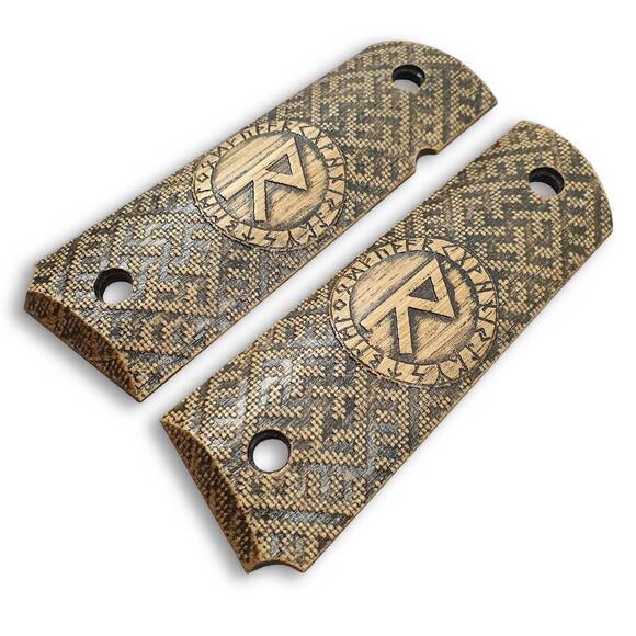 1911 Full-Size Maple Grips - Rune Raido / Hand-painted