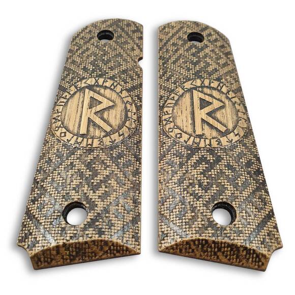 1911 Full-Size Maple Grips - Rune Raido / Hand-painted