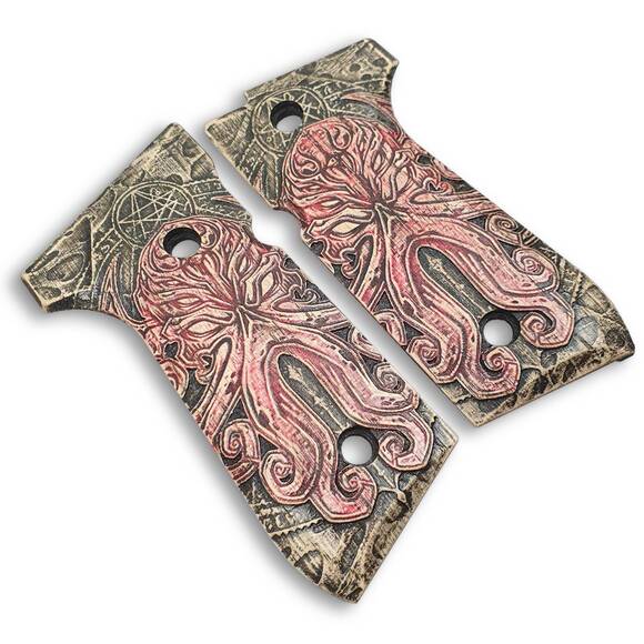 Beretta 92 Full-Size Maple Grips - Cthulhu / Hand-painted