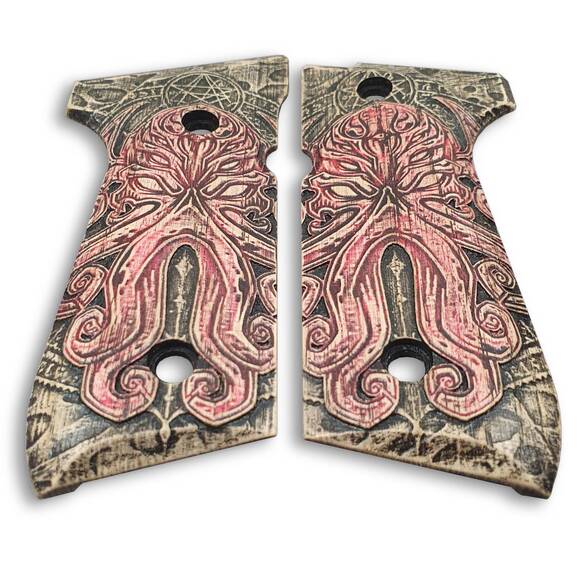 Beretta 92 Full-Size Maple Grips - Cthulhu / Hand-painted