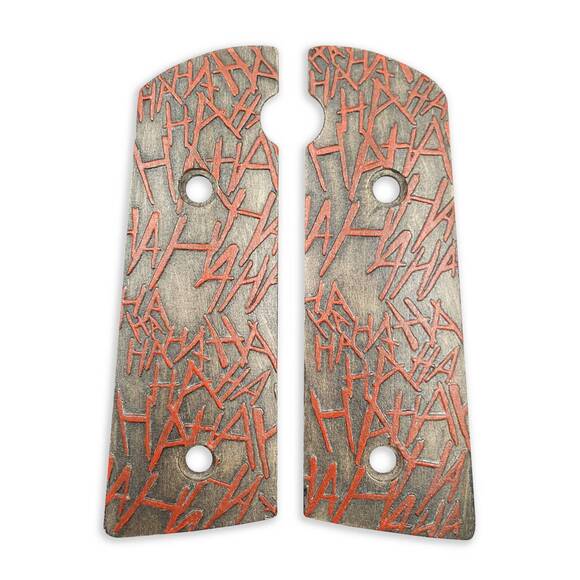 Hudson H9 maple grips - Ha-Ha-Ha Red / hand-painted