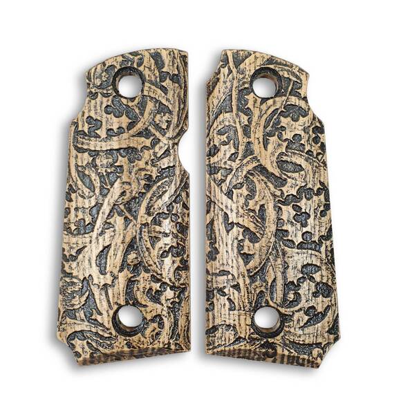 Kimber Micro 380 maple grips - Curly Plant / hand-painted