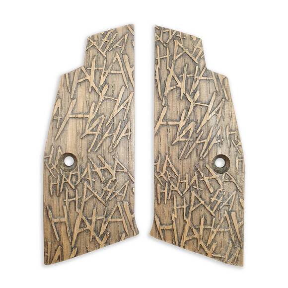 Phoenix Redback maple grips - Ha-Ha-Ha / hand-painted