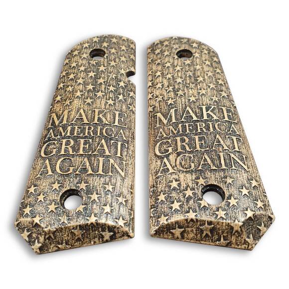 1911 Compact-Size Bobtail Maple Grips - Make America Great Again / Hand-painted