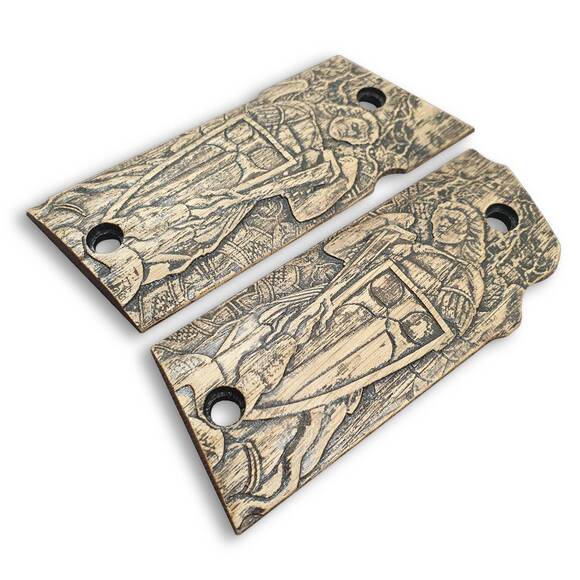 Coonan 357 Magnum Compact-Size Maple Grips - Archangel Michael Statue / Hand-painted