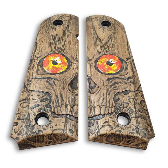 1911 Full-Size Maple Grips - Skull Eye / Hand-painted
