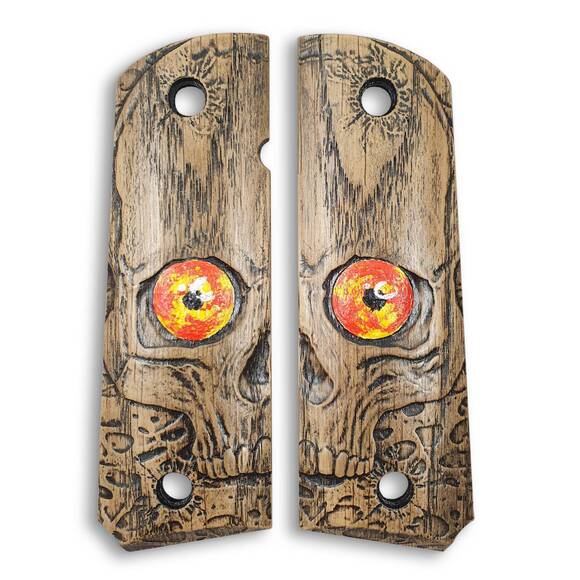 1911 full-size maple grips - Skull Eye / hand-painted