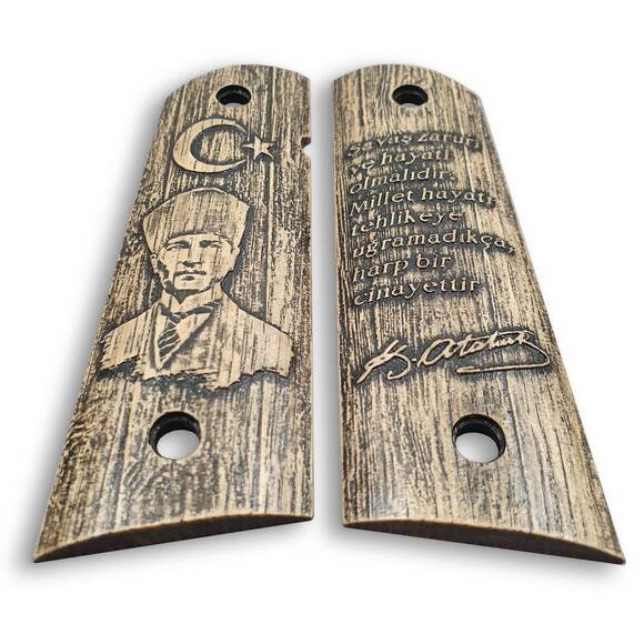 1911 Full-Size Magwell Maple Grips - Atatürk / Hand-painted