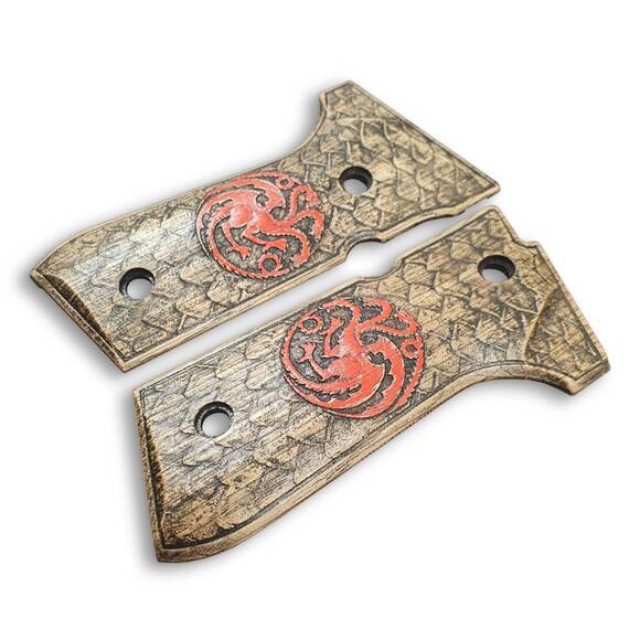 Beretta 92 Full-Size Maple Grips - House of the Dragon / Hand-painted